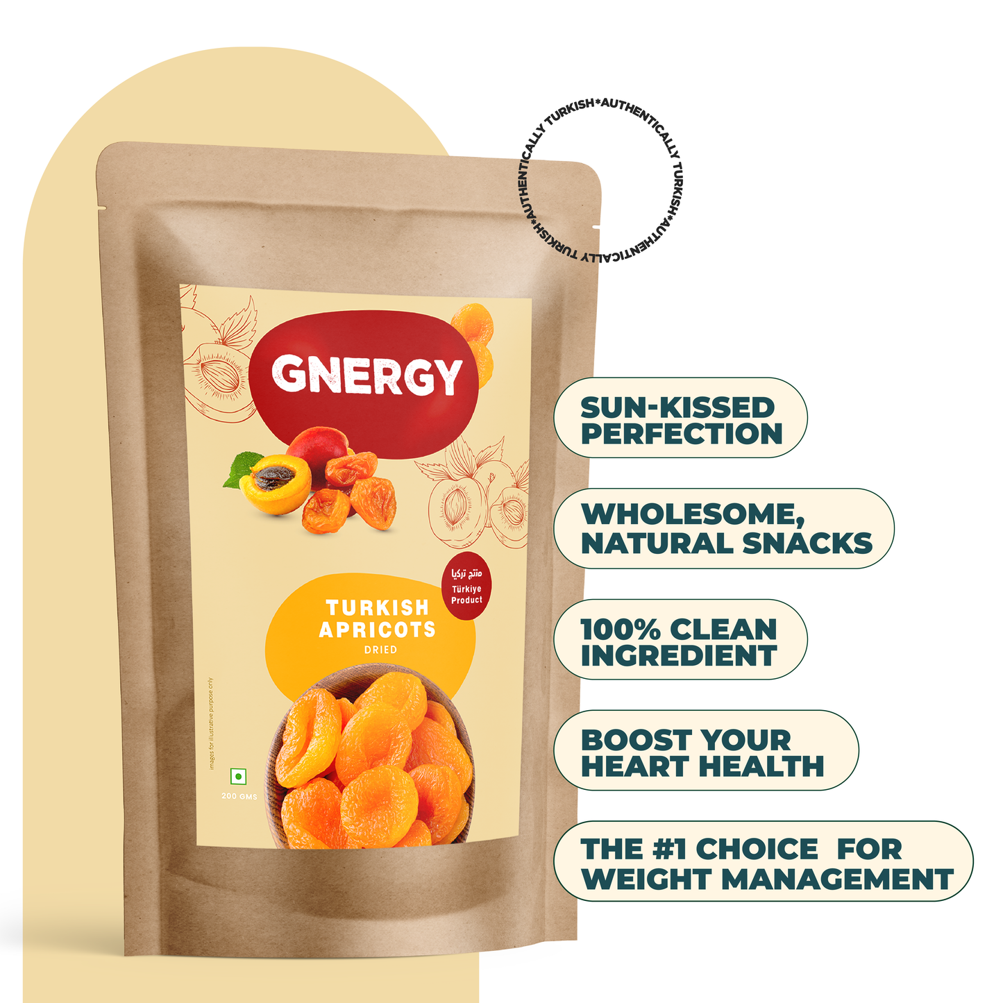 Gnergy's Turkish Dried Apricots – Naturally Sweet, Rich in Flavor, and Packed with Nourishmen